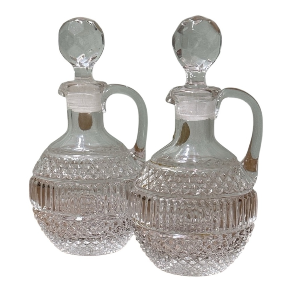 Set of 2 Vintage Italy Royal Crystal Rock 24% Lead Crystal Glass Cruet Set - Picture 4 of 11